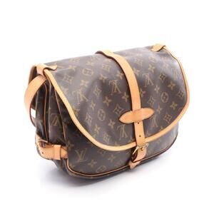 Louis Vuitton Saumur Shoulder Leather Canvas Brown Monogram Bag